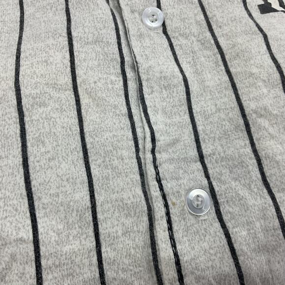 Quitman Vintage Los Lobos Men's XL Gray Cotton Striped Baseball Jersey Preowned - Picture 7 of 8
